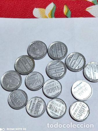 Thematic medals: lote 14 monedas cospel ficha un viaje en subte de bs as