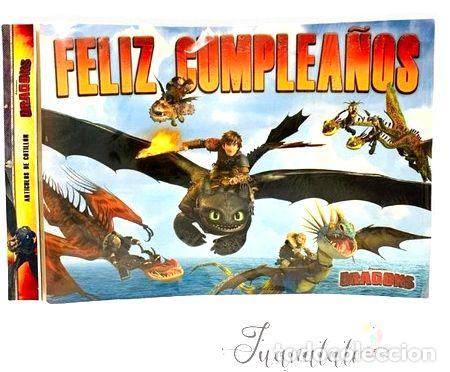 M&eacute;dailles th&eacute;matiques: afiche feliz cumple 54 x 40 cm dragons x 1 u cotillon
