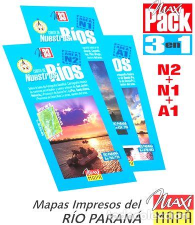 M&eacute;dailles th&eacute;matiques: rio parana 3 mapas satelitales impresos areas n2 n1 a1