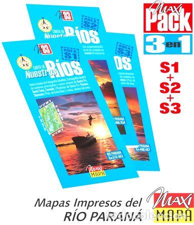 M&eacute;dailles th&eacute;matiques: rio parana 3 mapas satelitales impresos areas s1 s2 s3
