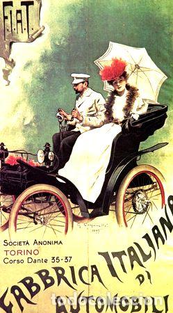 Thematische Medaillen: lamina poster de los automoviles fiat del ano 1899 2j p07