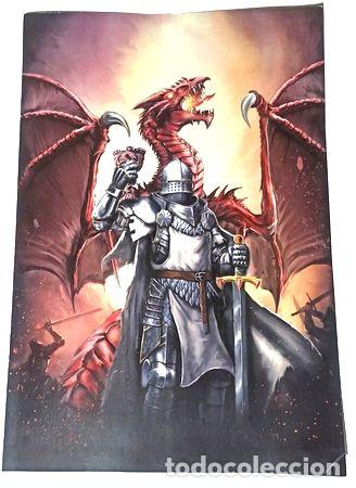 Thematische Medaillen: lamina poster de caballero y dragon arte cuadro 44x30 cms