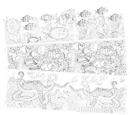 Thematische Medaillen: 3 laminas gigantes 32x90 cm para colorear fondo del mar