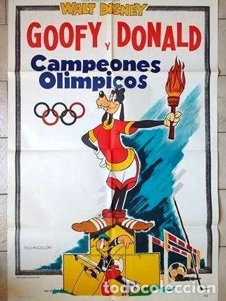Medalhas tem&aacute;ticas: antiguo afiche poster original cine goofy y donlad disney