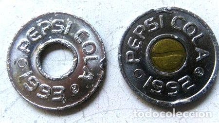 M&eacute;dailles th&eacute;matiques: ficha cospel pepsi lote x2 1992 1993 bimetalica