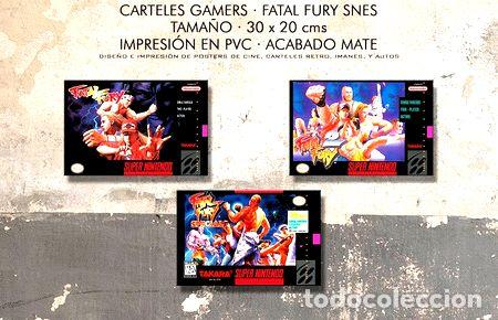 Medalhas tem&aacute;ticas: posters fatal fury combo gamer 3x juegos snes pvc 30x20 cm