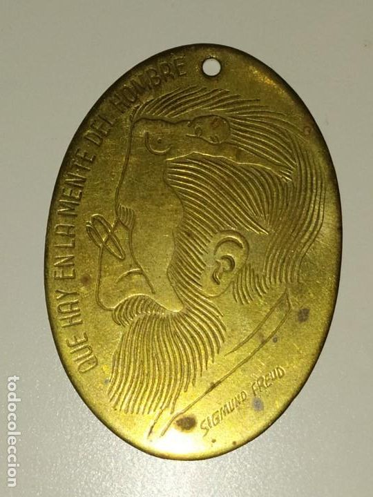 Medalhas tem&aacute;ticas: ANTIGUA CHAPA MEDALLA DE SIGMUND FREUD O DESNUDO MUJER - QUE HAY EN LA MENTE DEL HOMBRE 1910 APROX.