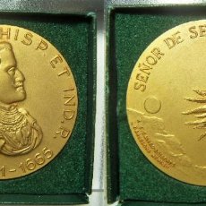 Medallas temáticas: MEDALLA DE FELIPE IV EDICIONES CALICO, BARCELONA BRONCE DORADO. DIÁMETRO 5 EN SU ESTUCHE ORIGINAL
