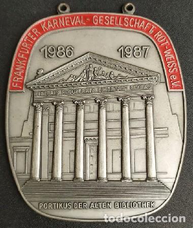 Medallas tem&aacute;ticas: MEDALLA FRANKFURTER KARNEVAL GESELLSCHAFT ROT WEISS 1986-1987 MEDALLA-624