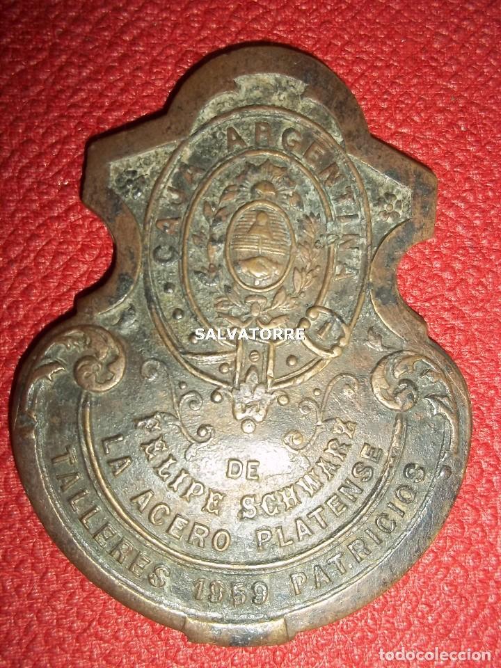 Medallas tem&aacute;ticas: PLACA BRONCE.ARGENTINA.FELIPE SCWART.ACERO PLATENSE.TALLERES PATRICIOS.1959