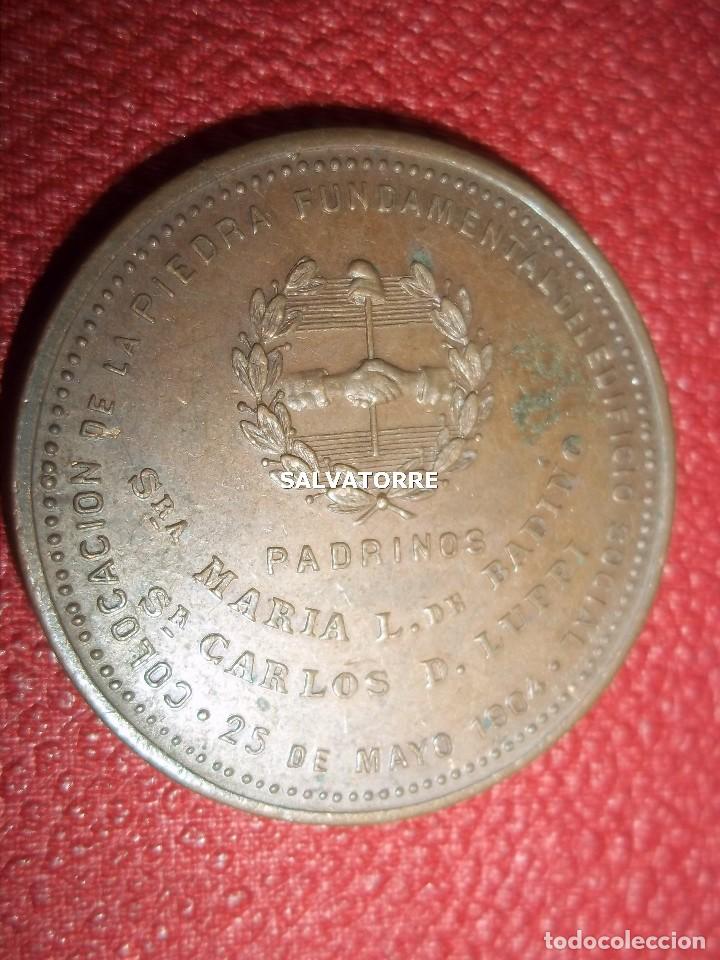 Medallas tem&aacute;ticas: Medalla Mariano Moreno Proteccion Mutua 1904 27 Gr 40 Mm.COLOCACION PRIMERA PIEDRA.ARGENTINA
