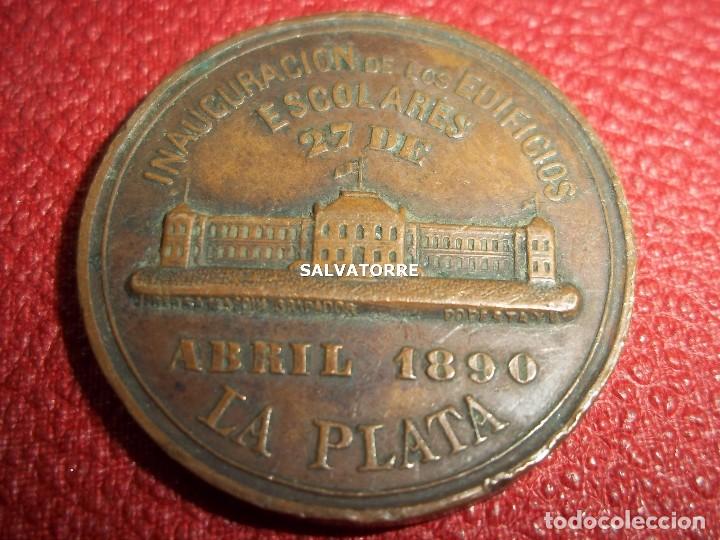 Medallas tem&aacute;ticas: ARGENTINA.LA PLATA.INAUGURACION EDIFICIOS ESCOLARES.1890.MAXIMO PAZ. EMILIO CARRANZA