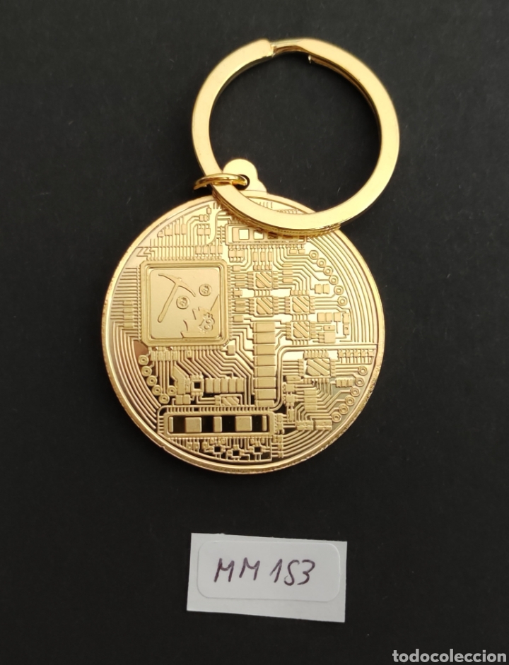 Medallas tem&aacute;ticas: Moneda llavero Bitcoin. Dorado. - Foto 2