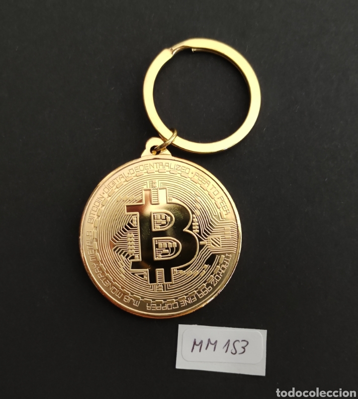 Medallas tem&aacute;ticas: Moneda llavero Bitcoin. Dorado. - Foto 1