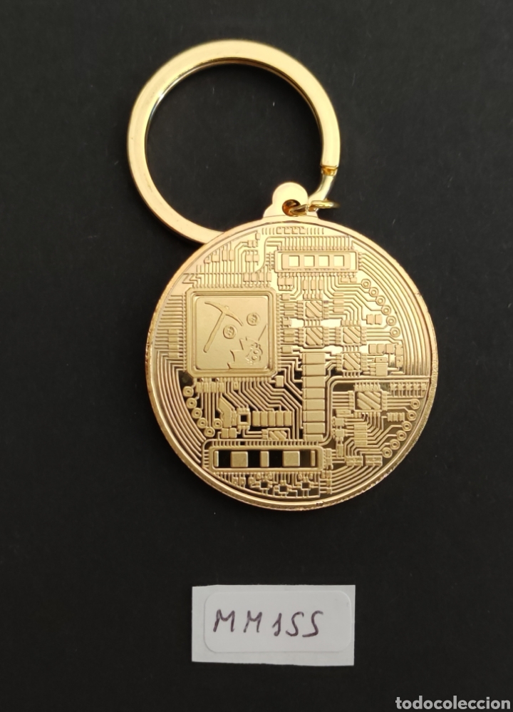 Medallas tem&aacute;ticas: Moneda llavero Bitcoin. Dorado. - Foto 2