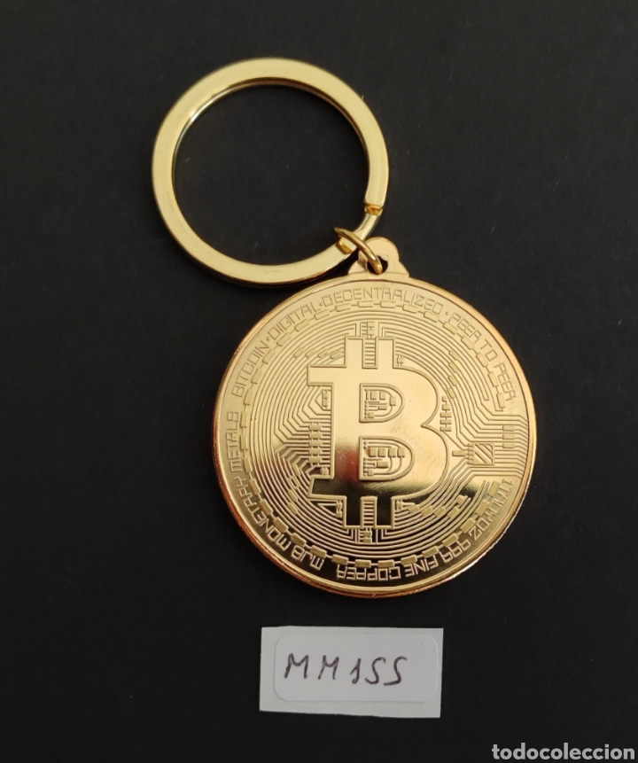 Medallas tem&aacute;ticas: Moneda llavero Bitcoin. Dorado. - Foto 1