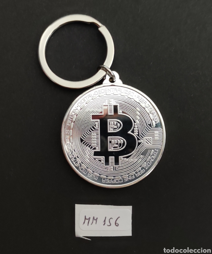 Medallas tem&aacute;ticas: Moneda llavero Bitcoin. Plateado. - Foto 1