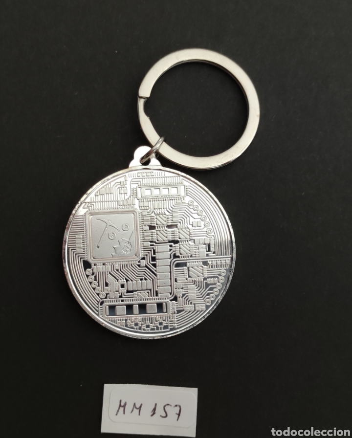 Medallas tem&aacute;ticas: Moneda llavero Bitcoin. Plateado. - Foto 2