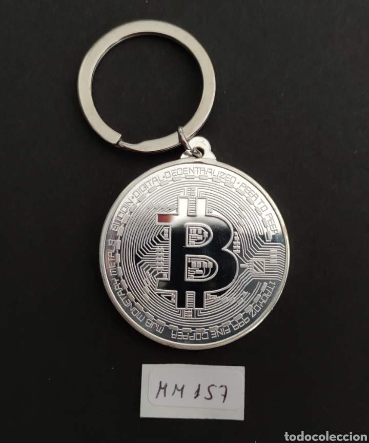 Medallas tem&aacute;ticas: Moneda llavero Bitcoin. Plateado. - Foto 1