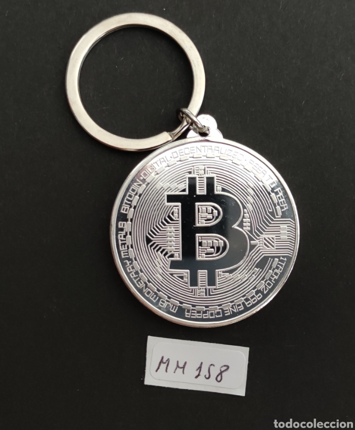 Medallas tem&aacute;ticas: Moneda llavero Bitcoin. Plateado. - Foto 1