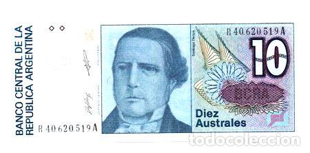 Medalhas tem&aacute;ticas: billete 10 australes reposicion numeracion anomala ex