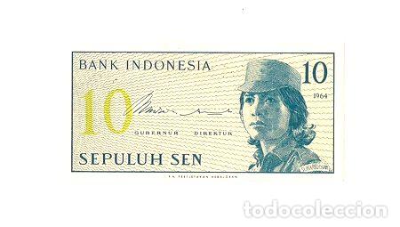 Medalhas tem&aacute;ticas: indonesia billete de 10 sen ano 1964 reposicion p92 unc
