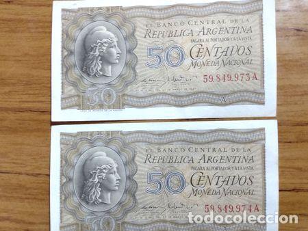 Medaglie tematiche: 6 billetes antiguo 50 centavos correlativos