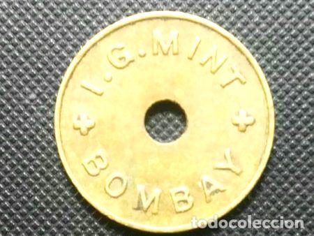 Medallas tem&aacute;ticas: ficha de racion de comida ig india bombay 5 paisa 194050