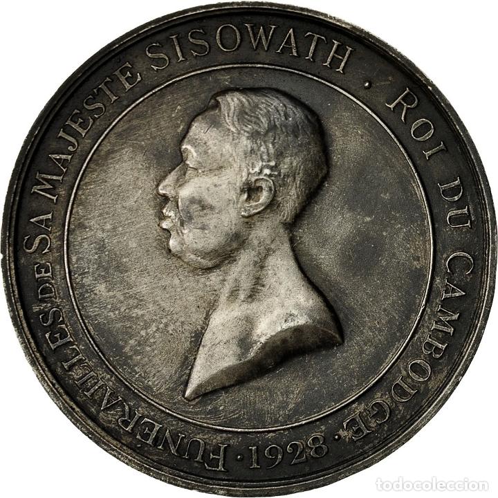 Medalhas tem&aacute;ticas: [#482662] Camboya, medalla, Fun&eacute;railles de S.M. Sisowath, 1928, EBC, Plata, Lecompte:139