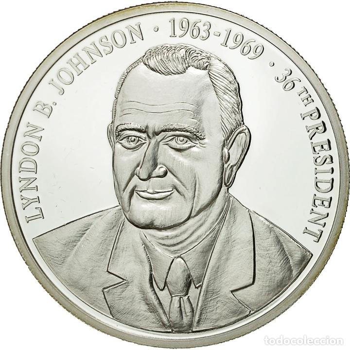Medalhas tem&aacute;ticas: [#554645] Estados Unidos de Am&eacute;rica, medalla, Les Pr&eacute;sidents des Etats-Unis, L. Johnson