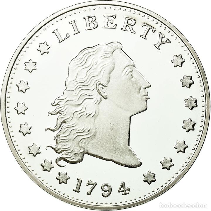 Thematic medals: [#710704] Estados Unidos de Am&eacute;rica, medalla, Reproduction Silver Dollar Liberty, FDC