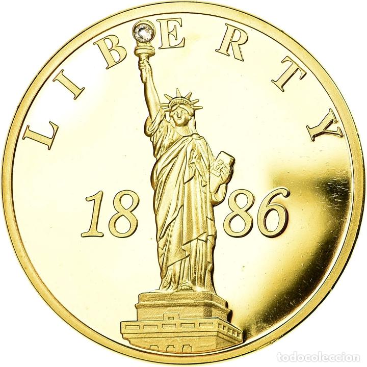 M&eacute;dailles th&eacute;matiques: [#714514] Estados Unidos de Am&eacute;rica, medalla, Statue de la Libert&eacute;, FDC, Copper Gilt