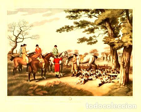Medallas tem&aacute;ticas: lamina grabado hare hunting 2nd la chasse au lievre 55x45 cm