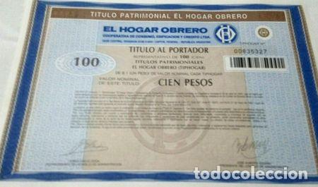 Medaglie tematiche: titulo patrimonial el hogar obrero 100 gianmm
