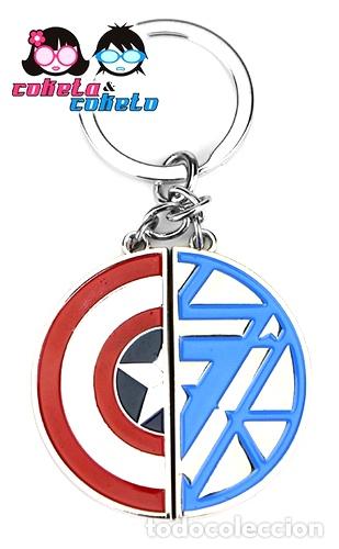 Medaglie tematiche: llavero metalico escudo capitan america iron man mitad