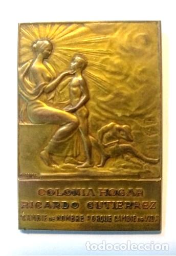 Thematische Medaillen: medalla colonia hogar ricardo gutierrez 1925 bronce vercell