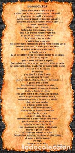 Thematische Medaillen: posters desiderata de max ehrmann castellano o ingles 42x21