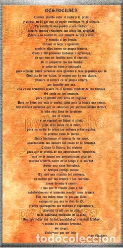 M&eacute;dailles th&eacute;matiques: posters desiderata de max ehrmann ingles o castellano 42x21