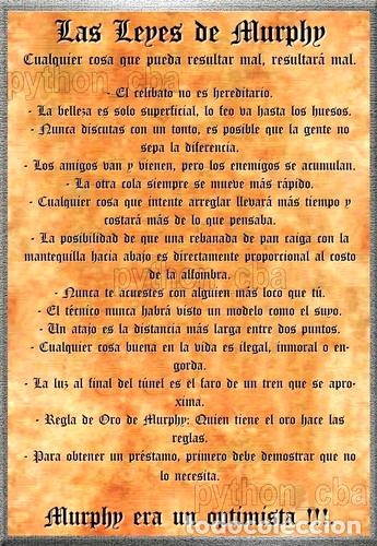 Thematic medals: posters las leyes de murphy 120x85 cm 10 mod
