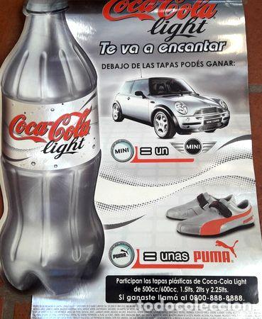 M&eacute;dailles th&eacute;matiques: coca cola light poster promocion mini cooper puma