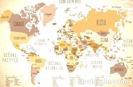 M&eacute;dailles th&eacute;matiques: mapamundi mapa vintage 100x60 cm