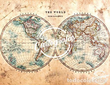 M&eacute;dailles th&eacute;matiques: mapamundi lamina antiguo mapa vintage