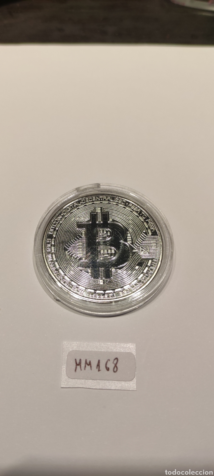 Medallas tem&aacute;ticas: Moneda Bitcoin plateada.Encapsulada. - Foto 3