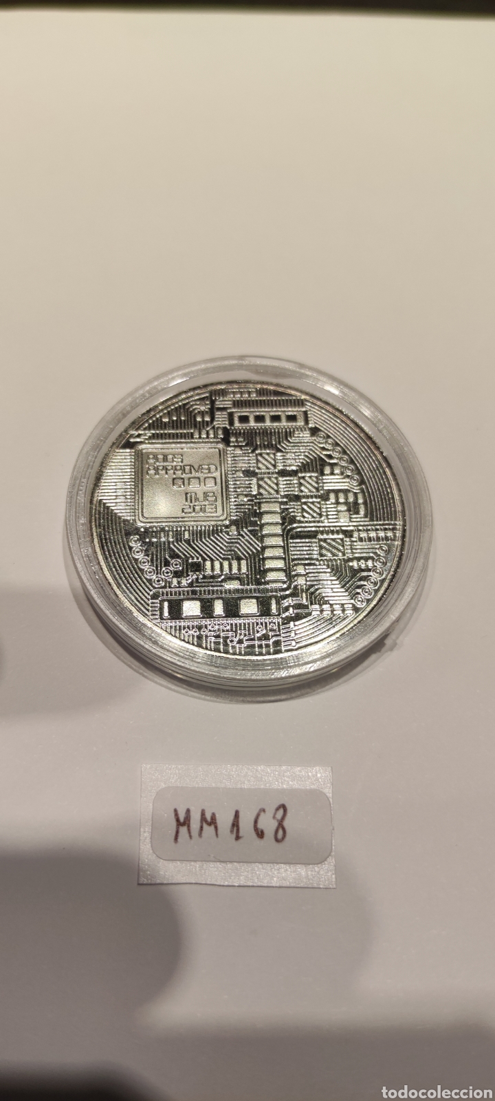 Medallas tem&aacute;ticas: Moneda Bitcoin plateada.Encapsulada. - Foto 4