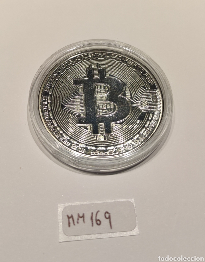 Medallas tem&aacute;ticas: Moneda Bitcoin plateada.Encapsulada. - Foto 3
