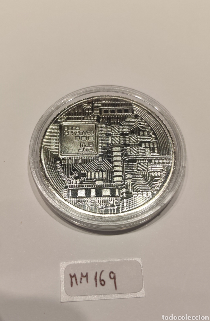 Medallas tem&aacute;ticas: Moneda Bitcoin plateada.Encapsulada. - Foto 4