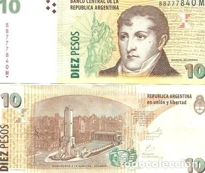 M&eacute;dailles th&eacute;matiques: billete 10 pesos convertibles serie m bottero 3437a
