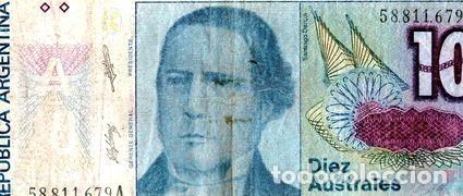Medaglie tematiche: billete diez australes figura santiago derqui