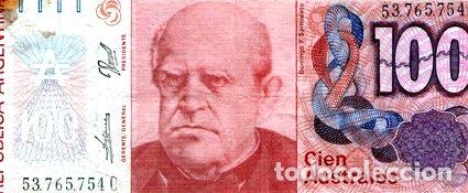 Medaglie tematiche: billete cien australes domingo sarmiento serie c