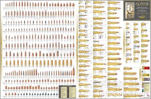 Medallas tem&aacute;ticas: poster gigante tipos de municiones 120x180cm